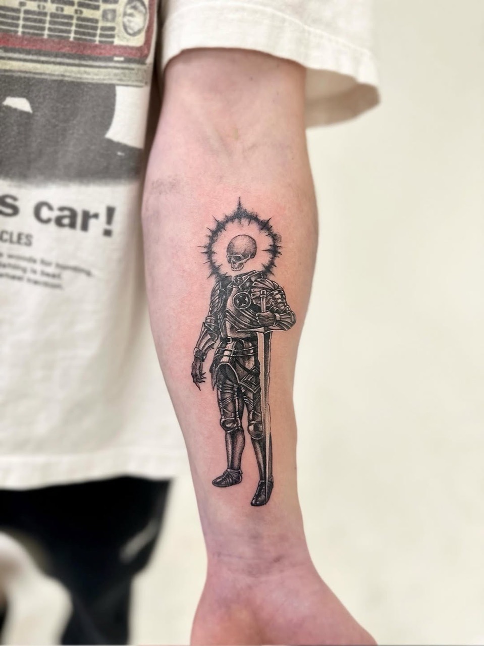 Vibrant illustrative colour tattoo by Jessie Ink of Dawn at Yes Electric Tattoo Queen West Toronto
